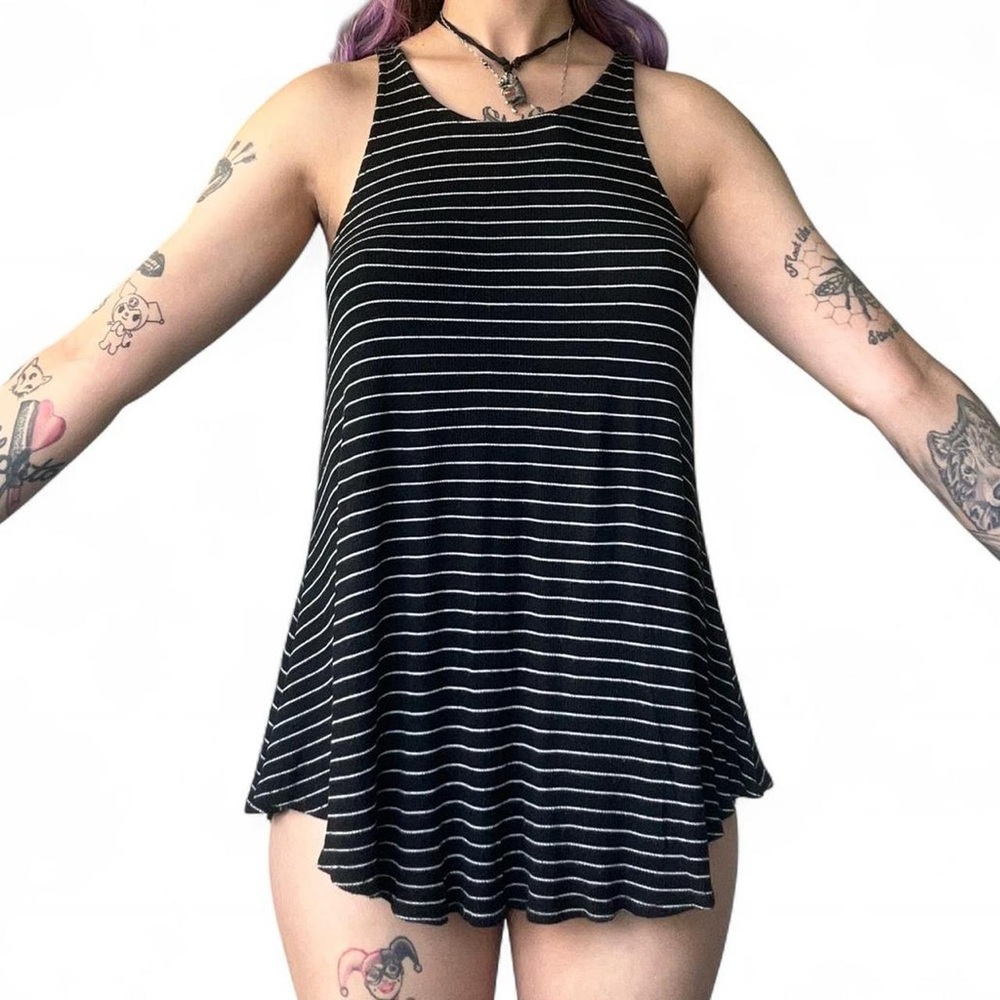 Mossimo Supply Co. Black and White Striped Tank Top